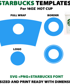 Full Wrap Template For Starbucks Venti 24 OZ Cold Cup,Starbucks Full Wrap  Template Cup,PRE-SIZED MEASREMENTS
