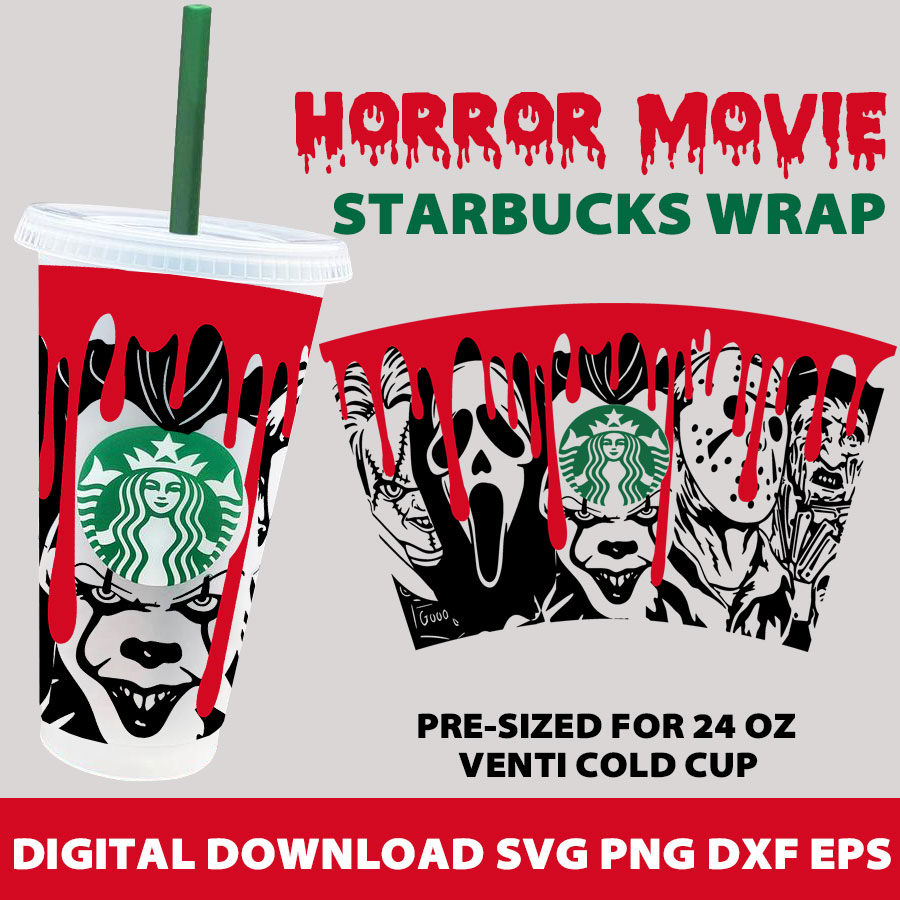 Halloween Skull Starbucks Cold Cup SVG, Full Wrap for Starbucks Cold cup,  Files for Cricut, png, jpeg, eps