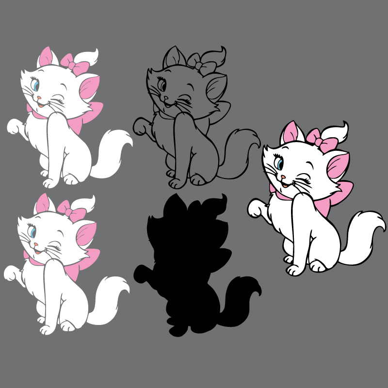 Layered Aristocat Marie, Aristocats SVG and PNG