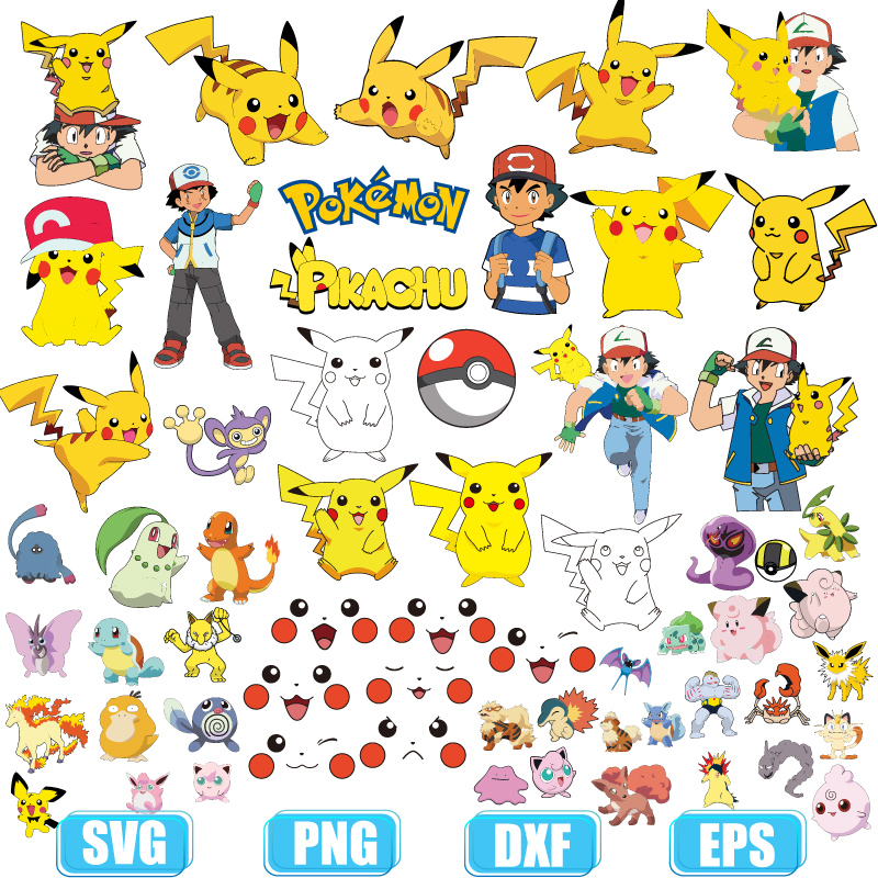 Pikachu SVG/PNG File Cut File Pokemonpikachu Profile Vinyl 